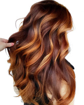 Balayage Red Wigs 100% Real Human Hair for Caucasian Women